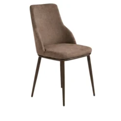 Chaise tissu marron pieds bronze (x2) AUREN