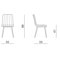 Chaise tissu moutarde à coutures verticales (lot de 2) LORA