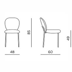 Chaise tissu moutarde design arrondi (lot de 2) LORA