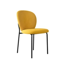Chaise tissu moutarde design arrondi (lot de 2) LORA