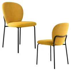 Chaise tissu moutarde design arrondi (lot de 2) LORA