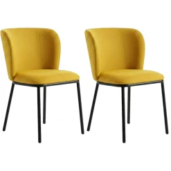 Chaise tissu moutarde dossier courbe (x2) AUREN