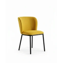 Chaise tissu moutarde dossier courbe (x2) AUREN