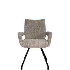 Chaise tissu taupe chiné accoudoirs larges (lot de 2) LIGURIE