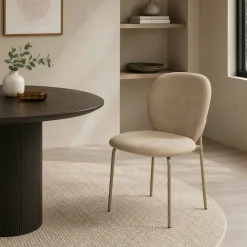 Chaise tissu taupe design arrondi (lot de 2) LORA