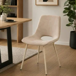 Chaise tissu taupe à dossier ouvert (lot de 2) LORA
