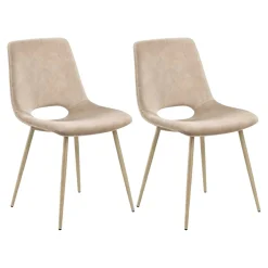 Chaise tissu taupe à dossier ouvert (lot de 2) LORA