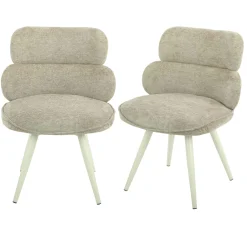 Chaise tissu taupe à dossier structuré (lot de 2) CORTINA