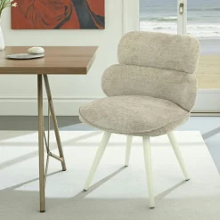 Chaise tissu taupe à dossier structuré (lot de 2) CORTINA