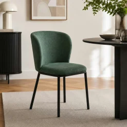 Chaise tissu vert dossier courbe (x2) AUREN