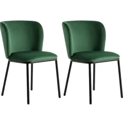 Chaise tissu vert dossier courbe (x2) AUREN