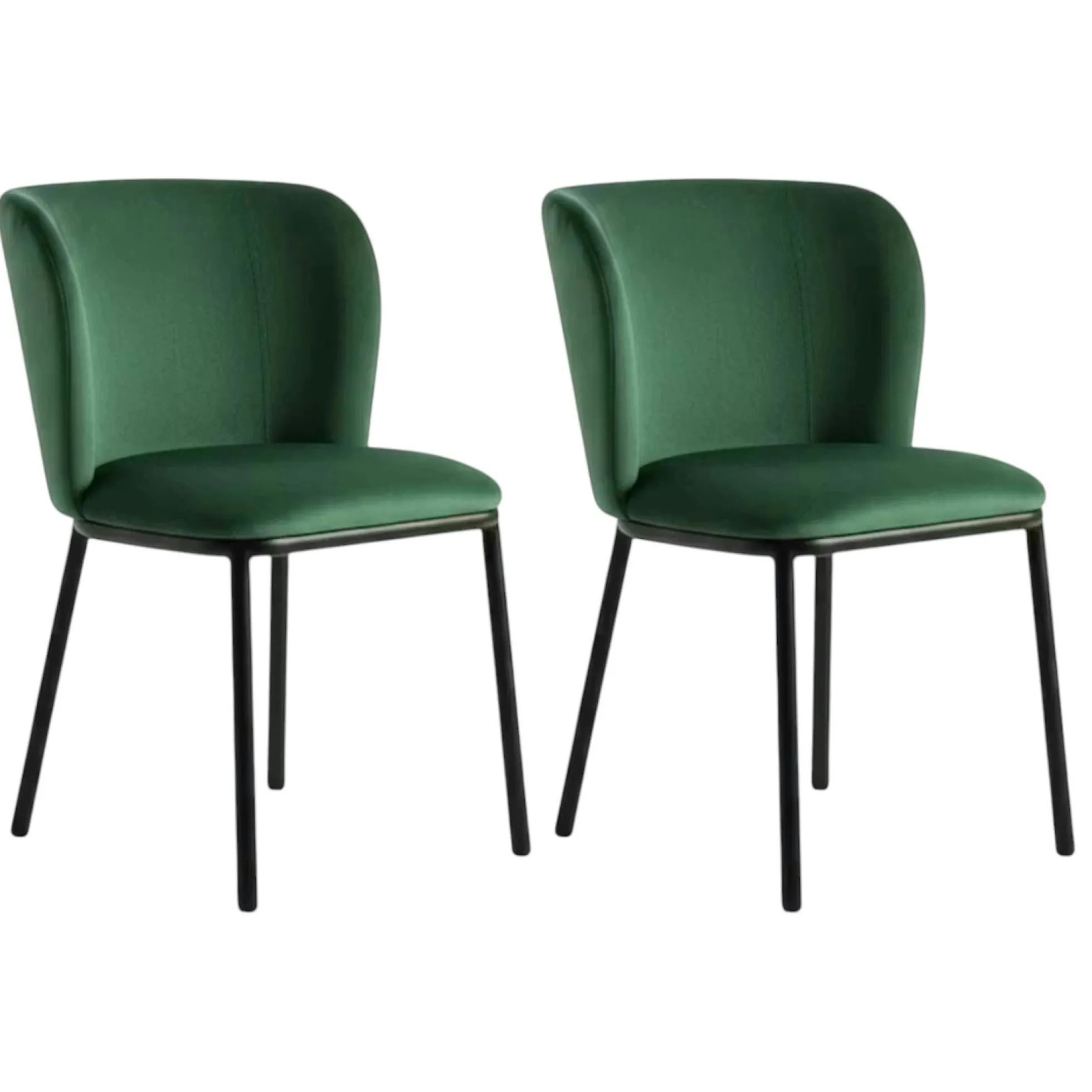 Chaise tissu vert dossier courbe (x2) AUREN
