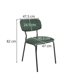Chaise tissu vert foncé style écolier (lot de 2) MALANG