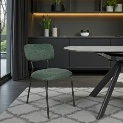 Chaise tissu vert foncé style écolier (lot de 2) MALANG