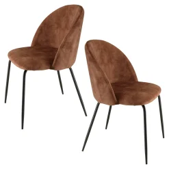 Chaise velours acajou dossier galbé (lot de 2) TIM