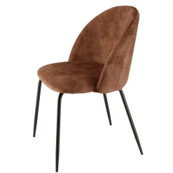 Chaise velours acajou dossier galbé (lot de 2) TIM