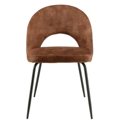 Chaise velours acajou dossier demi-lune (lot de 2) TIM