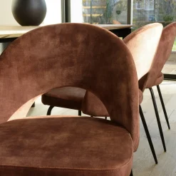 Chaise velours acajou dossier demi-lune (lot de 2) TIM