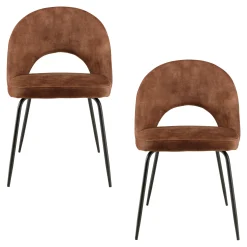 Chaise velours acajou dossier demi-lune (lot de 2) TIM