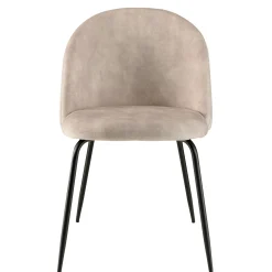 Chaise velours beige dossier galbé (lot de 2) TIM