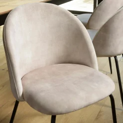 Chaise velours beige dossier galbé (lot de 2) TIM
