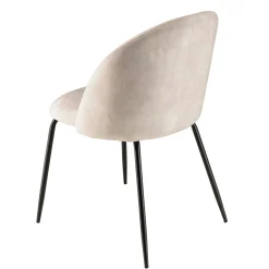 Chaise velours beige dossier galbé (lot de 2) TIM