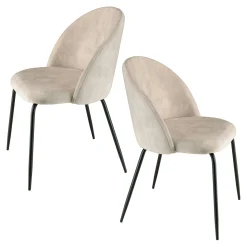 Chaise velours beige dossier galbé (lot de 2) TIM