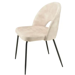 Chaise velours beige dossier demi-lune (lot de 2) TIM