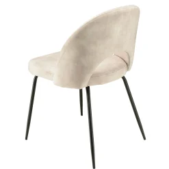 Chaise velours beige dossier demi-lune (lot de 2) TIM