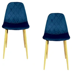 Chaise velours bleu (lot de 2) HAWAI