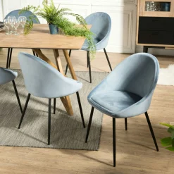 Chaise velours bleu TIM (lot de 2)
