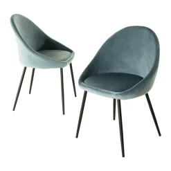 Chaise velours bleu TIM (lot de 2)