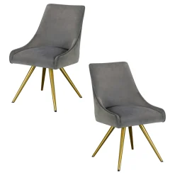 Chaise velours gris (lot de 2) HOBART