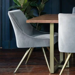 Chaise velours gris (lot de 2) HOBART
