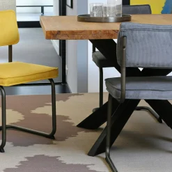 Chaise velours gris piètement luge (lot de 2) MALMOE