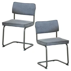Chaise velours gris piètement luge (lot de 2) MALMOE