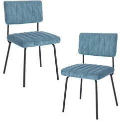 Chaise velours grosses côtes bleu pétrole (lot de 2) IENA