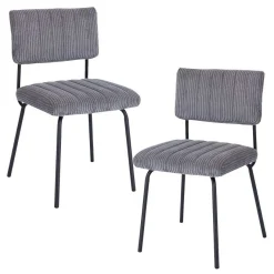 Chaise velours grosses côtes gris (lot de 2) IENA