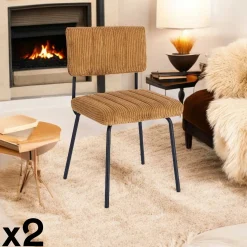Chaise velours grosses côtes moutarde (lot de 2) IENA