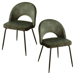 Chaise velours vert dossier demi-lune (lot de 2) TIM