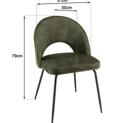 Chaise velours vert dossier demi-lune (lot de 2) TIM