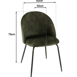 Chaise velours vert dossier galbé (lot de 2) TIM