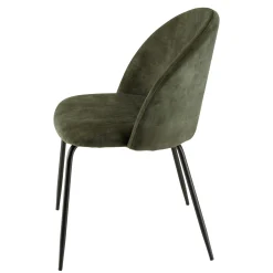 Chaise velours vert dossier galbé (lot de 2) TIM