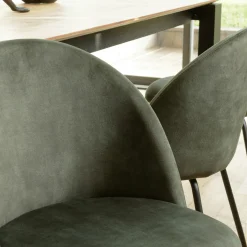 Chaise velours vert dossier galbé (lot de 2) TIM