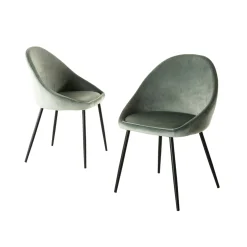 Chaise velours vert jade TIM (lot de 2)