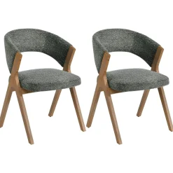 Chaise verte bois et tissu, forme ronde (lot de 2) AGADE