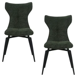 Chaise verte pivotante en velours avec passepoil (lot de 2) LOMBARDIE