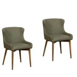 Chaise verte vintage à dossier enveloppant (x2) LARIO