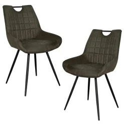 Chaise vert foncé effet vieilli à poignée intégrée (lot de 2) MALMOE