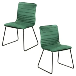 Chaise vert foncé motif ligne (lot de 2) BURGOS